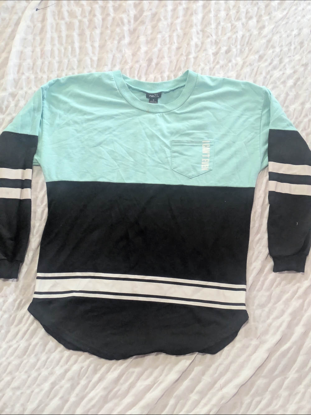 Two-Tone Mint & Black Long Sleeve Tee